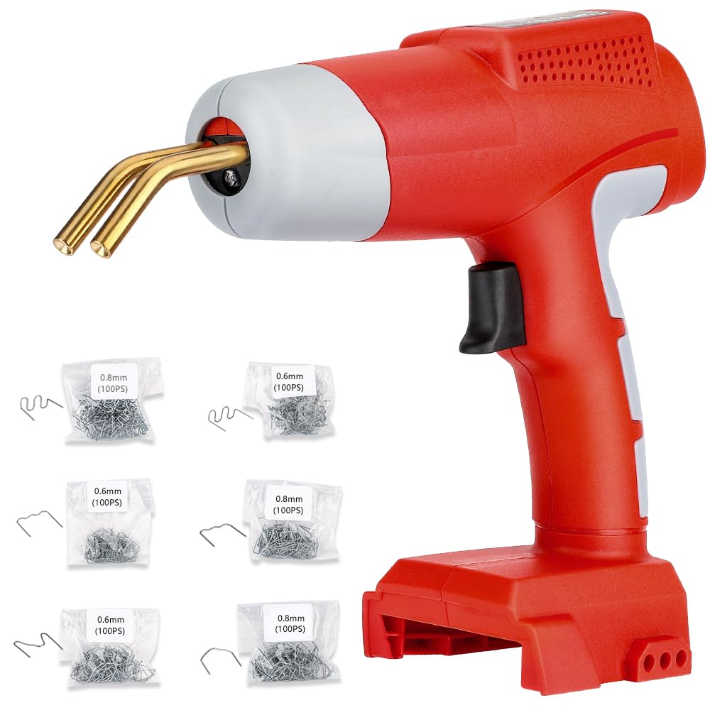 Choerinton Plastic Welder Compatible with Milwaukee 18V Lithium Battery, with 600PCS Staples, Pure Copper Transformer, Rapid Heating, Plastic Welding Kit for Car Bumper, Dashboard & Repair(No Battery)