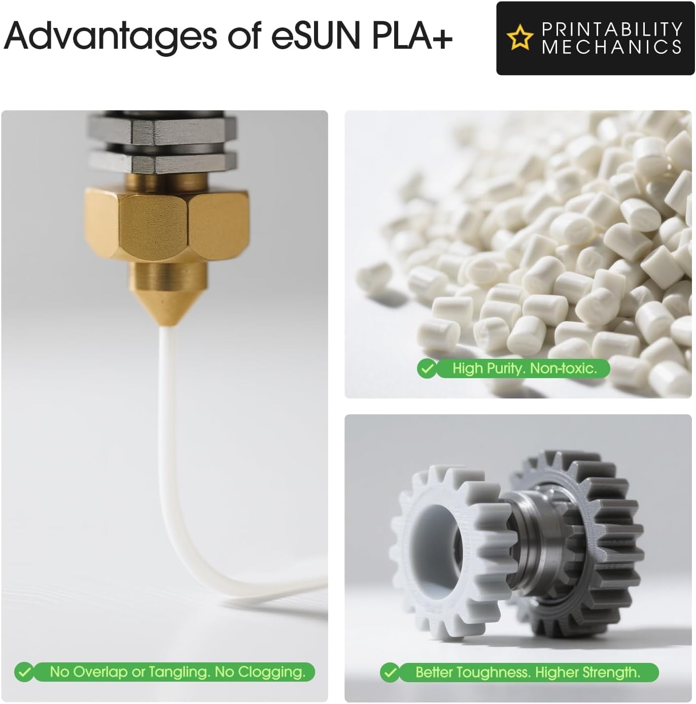 eSUN PLA+ Filamenty 1.75mm 10x1kg Zimna Biel Łatwy Druk