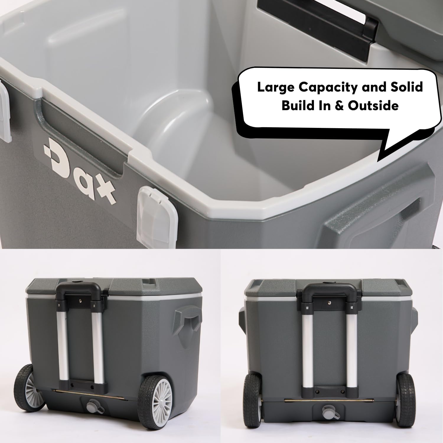 DA Ultra-Light 60 QT Hard Cooler with Wheels and Telescopic Handle, 30% Lighter Than Rotomolded Coolers, Keeps Cold Up to 5 Days, Ice Chest for Camping, Tailgating, Beach