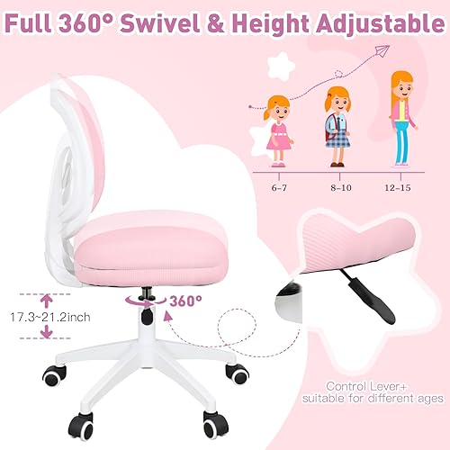 Miniatura 31 de COSVALVE Silla de escritorio para niños, silla de estudio ergonómica con altura ajustable y profundidad del asiento, silla de estudio y oficina en