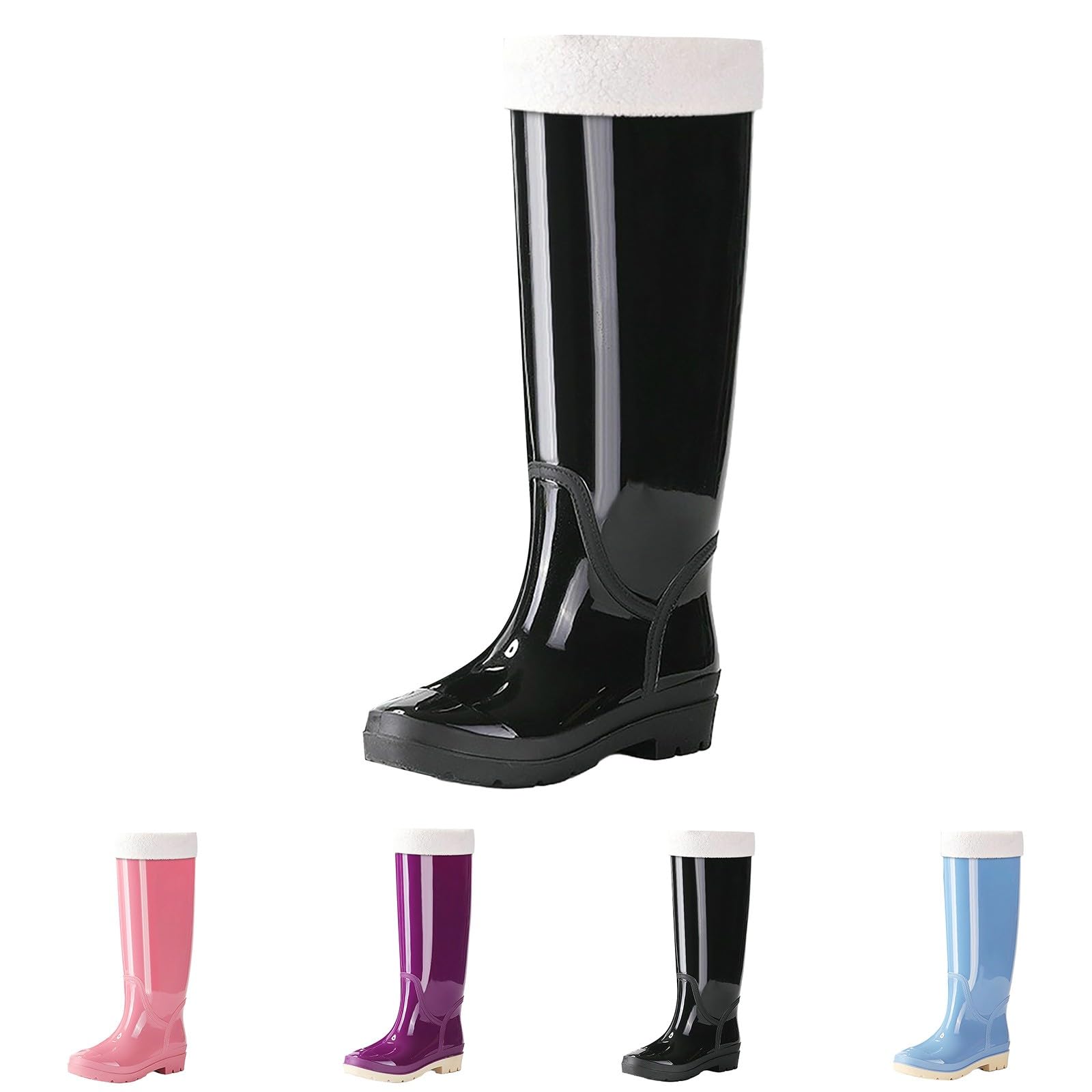 Stivali di gomma da donna alti da pioggia, imbottiti, impermeabili, da lavoro, Wellington, stivali invernali, stivali in gomma, scarpe da giardino