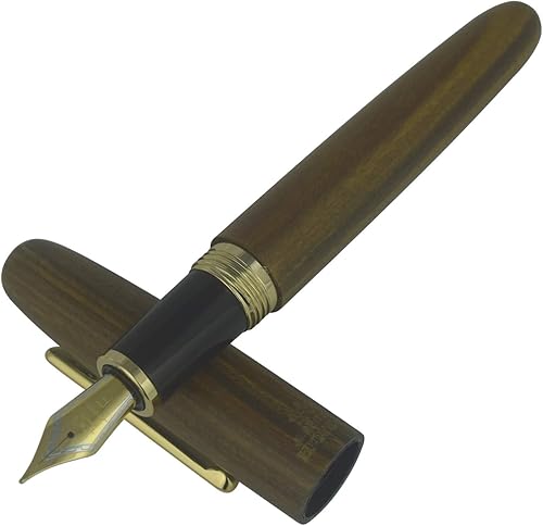 Vista 34 de Jinhao 9036 - Pluma estilográfica vintage de madera, bolígrafos naturales antiguos de roble, punta fina con convertidor de tinta recargable, juego