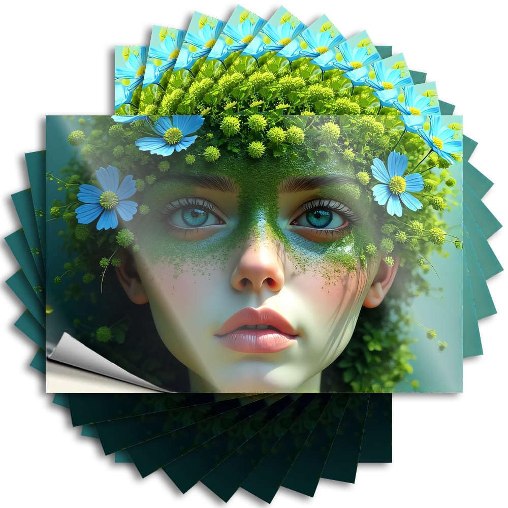 A Face Adorned with Greenery and Blue Flowers Quote Farmhouse Front Porch Decor Self Adhesive | Autumn Window Vinyl Sticker Pack for Drinking(6X9CM)