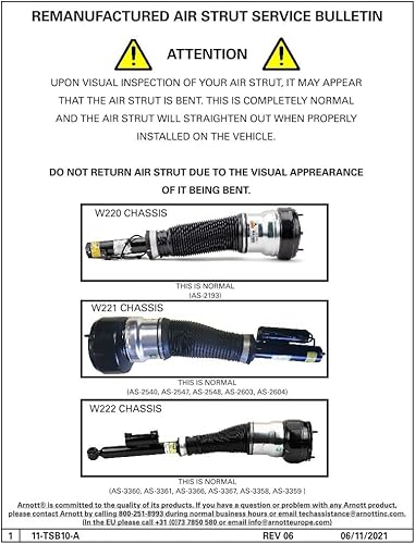 Miniatura 6 de Arnott - Reman Front LT Air Strut- 14-18 MB S-Class/Maybach (W222) (AS-3359)