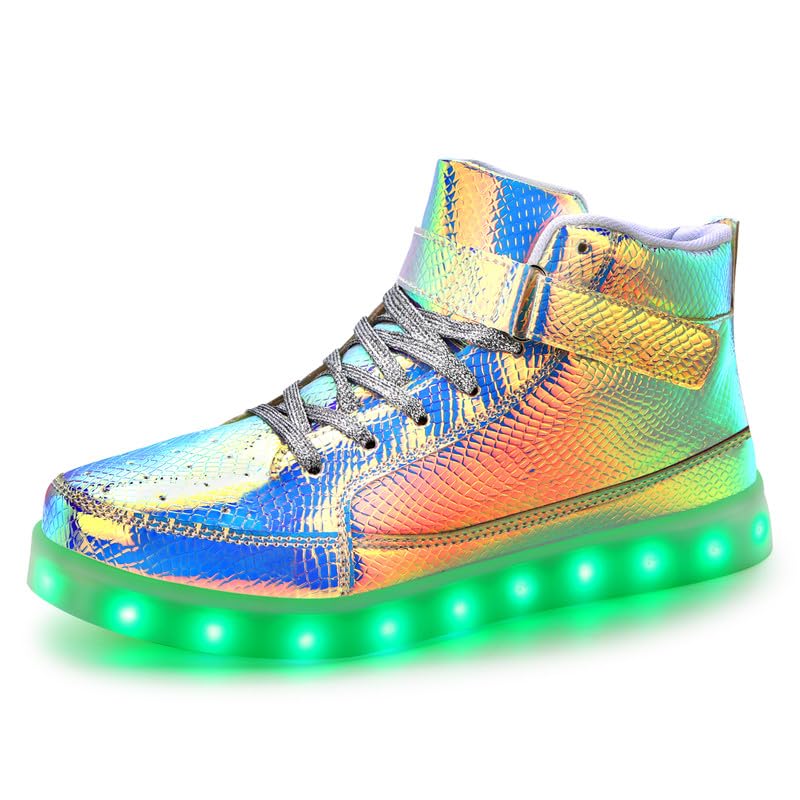 Padgene Women's Men's LED Lights Up Shoes Unisex Luminous Flashing Trainers USB Charging Lace Up Couples Dancing Shoes