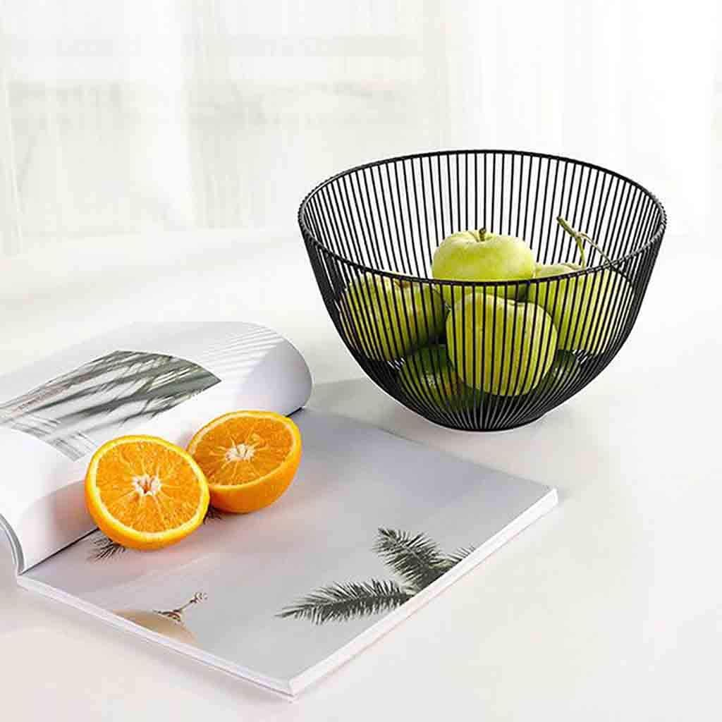 Get Discount Offer Countertop Fruit Basket Bowl Storage, KANGMOON Metal Wire Fruit Vegetable Snack Tray Bowl Basket Kitchen Storage Rack Holder for Bread, K Cup, and Decorative Items, Iron (Black)