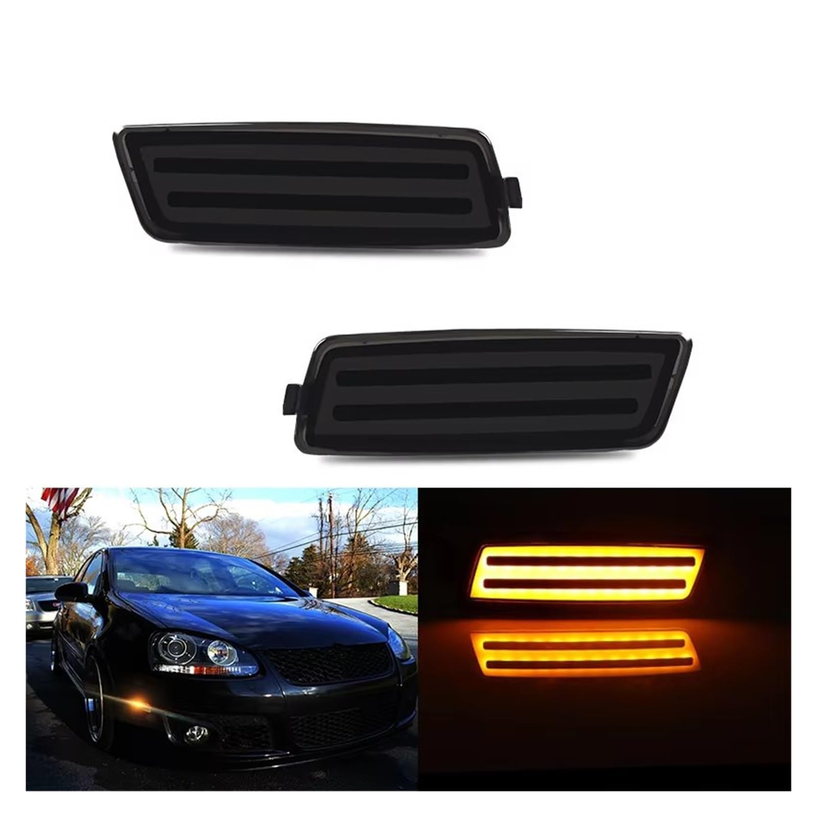 Retrovisore Indicatore Per Vw MK5 Per Golf Per GTI Per Rabbit 06-09 Per Jetta 05-10 Luci Posizione Laterali Anteriori Luce Posizione Laterale Paraurti LED Dinamiche Indicatori(Smoked Lens)