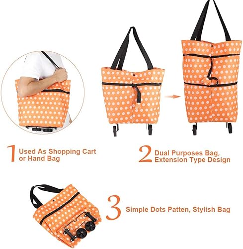Miniatura 3 de Bolsa plegable con ruedas 2 en 1 reutilizable carrito de compras bolsas de comestibles