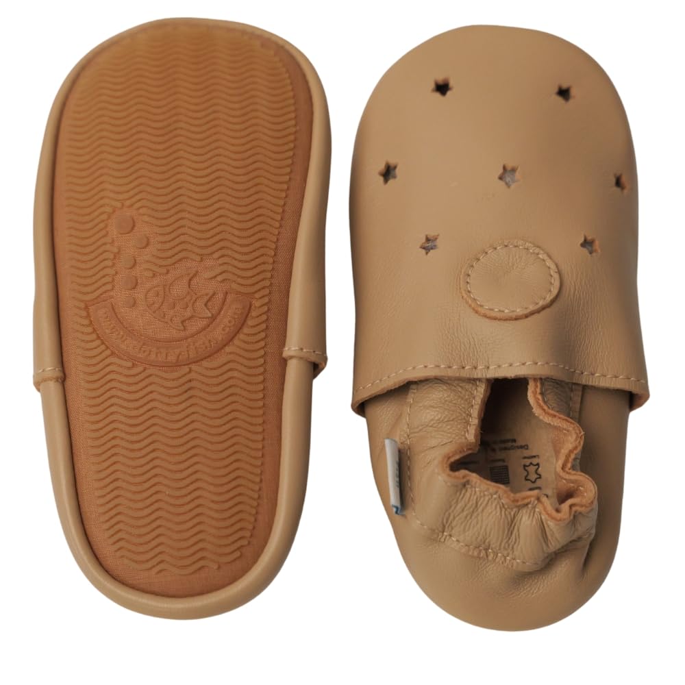 Dotty Fish Scarpine in pelle per neonati e bambini con suola in gomma. Scarpine leggere, flessibili e antiscivolo per i primi passi, marchio britannico. Bambini e bambine, taglie 18-24 mesi - 5-6 anni