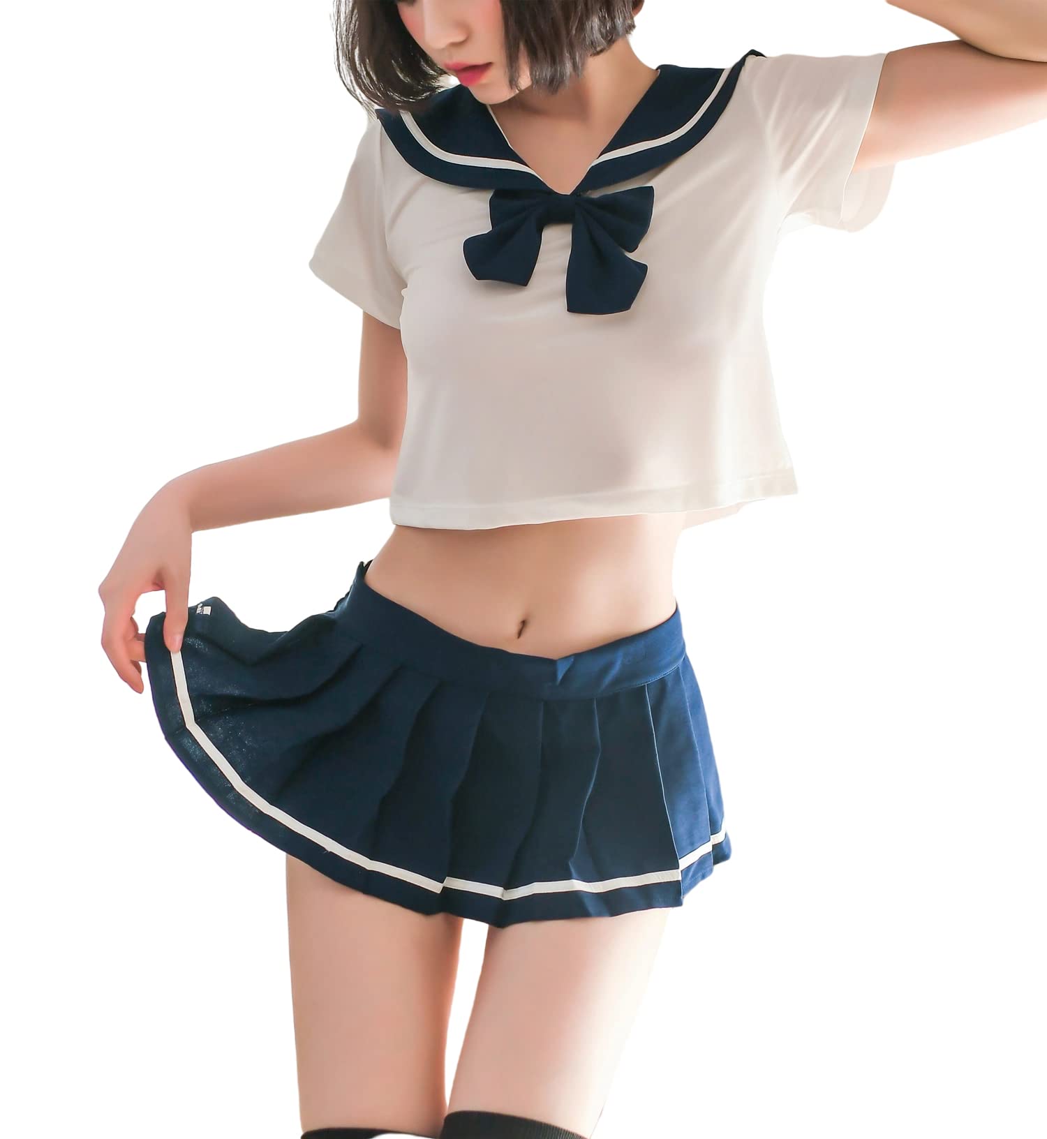 SINROYEE Disfraz de lencería de anime para cosplay, mini traje de marinero japonés para mujer, traje sexy de colegialas (azul)