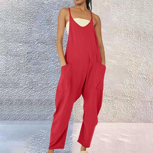 Cotton Linen Dungarees for Women UK - Jumpsuit for Women UK Plus Size Summer - Romper Dress Ladies Jumpsuits Size 14 Romper Playsuit Going Out Playsuit Size18 Jumpsuits with Pockets Summer Outfits - Image 3