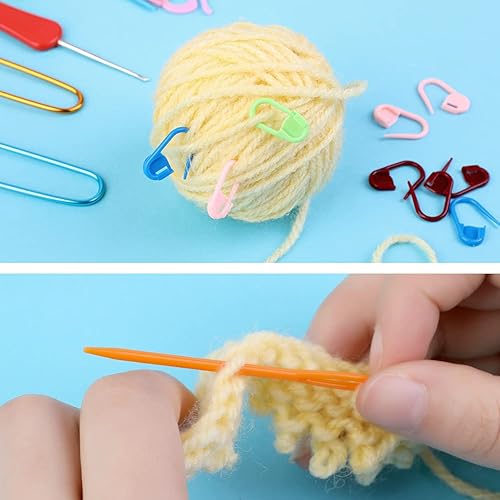 Miniatura 7 de Accesorios completos de punto y ganchillo, kit de suministros de punto con marcadores de punto de punto, agujas de coser de plástico, agujas de