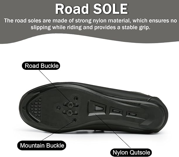 Chaussures Vélo Route Homme/Femme FANSU - SPD/SPD-SL, Cuir Synthétique Respirant Noir & Blanc