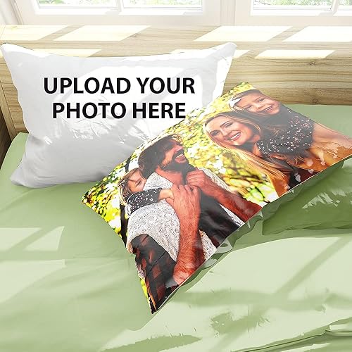 Miniatura 9 de Juego de 1 funda de almohada con fotos personalizada para parejas, almohada de fotos personalizada con relleno opcional, regalos personalizados para