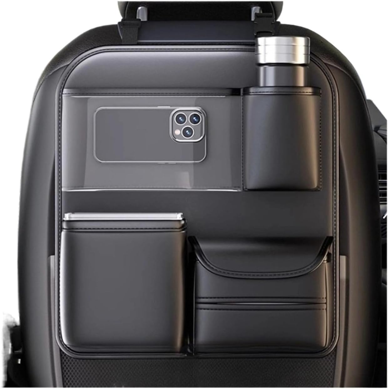 Car Seat Back Organizer with Foldable Table Tray Multi-Pockets Auto Back Seat Storage Bag for Car Interior Accessories Car Storage Back of Seat Car Organizer(with Tray)