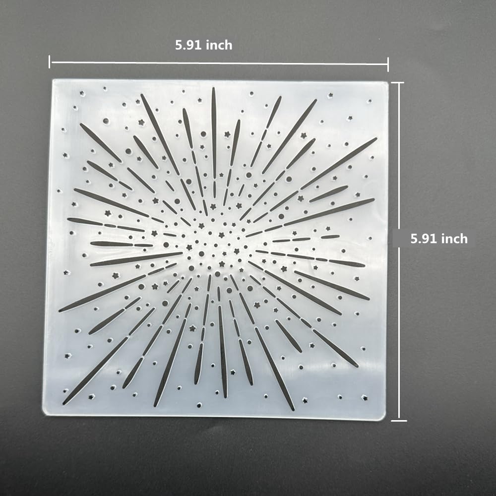 3D Plastic Embossing Folder Template Star Fireworks Texture 5.91x5.91 Inch for Card Making DIY Scrapbooking Paper Crafting Handmade Crafts Scrapbooking Arts Supplies Scrapbook Decor