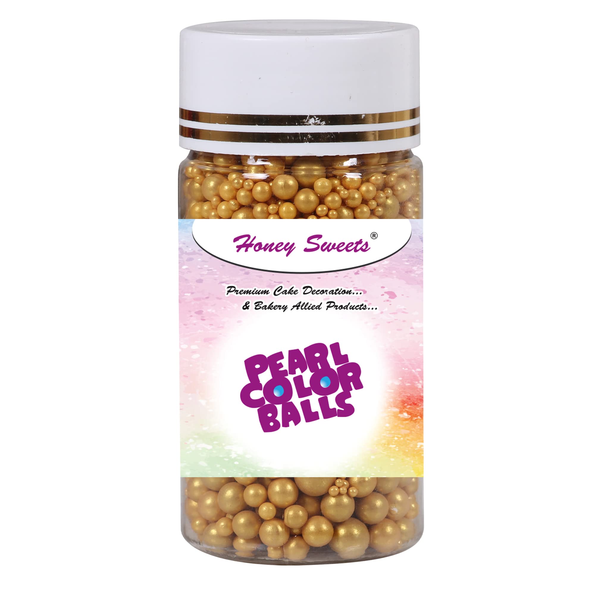 Honey Sweets Edible Gold Colour Mix Size Balls | Edible | Sprinkle Decorations for Cake Décor | Coloured Sugar Confectionery | Best Use for Upper Surface Decoration | (B0B5HGKDN3) Amazon Price History, Amazon Price Tracker
