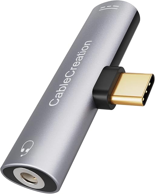 CableCreation USB C to Headphone Jack and Charger Adapter, 2-in-1 USB Type-C to Hi-Res 3.5mm Jack with PD Charging 60W, for iPad Pro iPad mini Note10/9 S22/S21/S20/S20+ and more