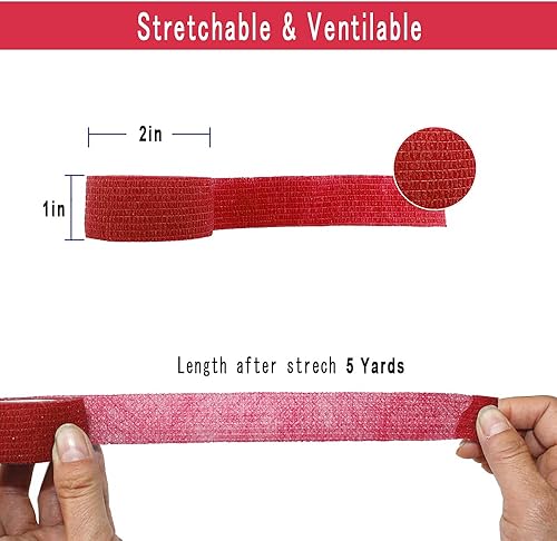 Miniatura 10 de MINGYUE - Paquete de 24 unidades de 1 x 5 yardas, cinta autoadhesiva, cinta atlética, cinta deportiva, cinta de muñeca y tobillo, vendaje cohesivo