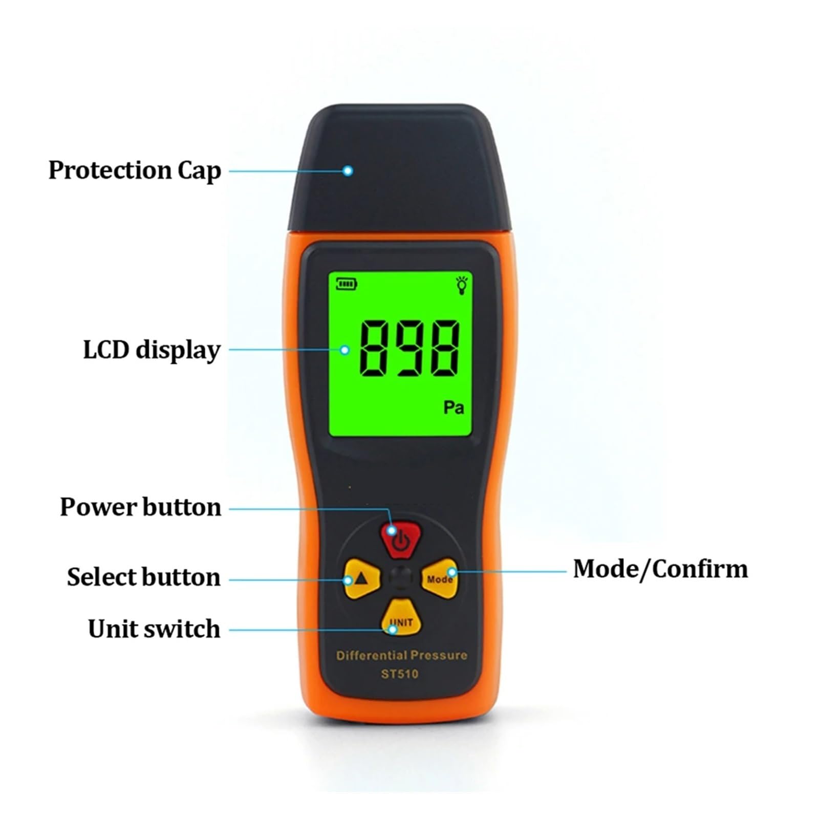 Manometro Pressione Acqua, Tester for manometri differenziali a Doppia Porta Digitale ad Alta precisione 0-100 HPa/0-45,15 Pollici per Aria Acqua Olio Gas