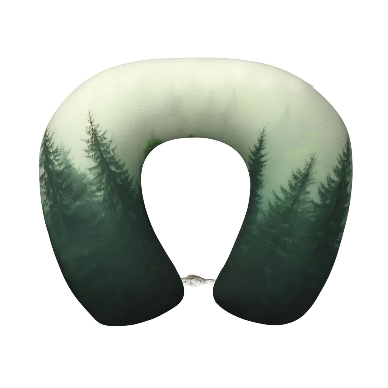 peiyeety Fog Print Travel Pillow Memory Foam, Portable Neck Pillow for Airplane, Car and Office