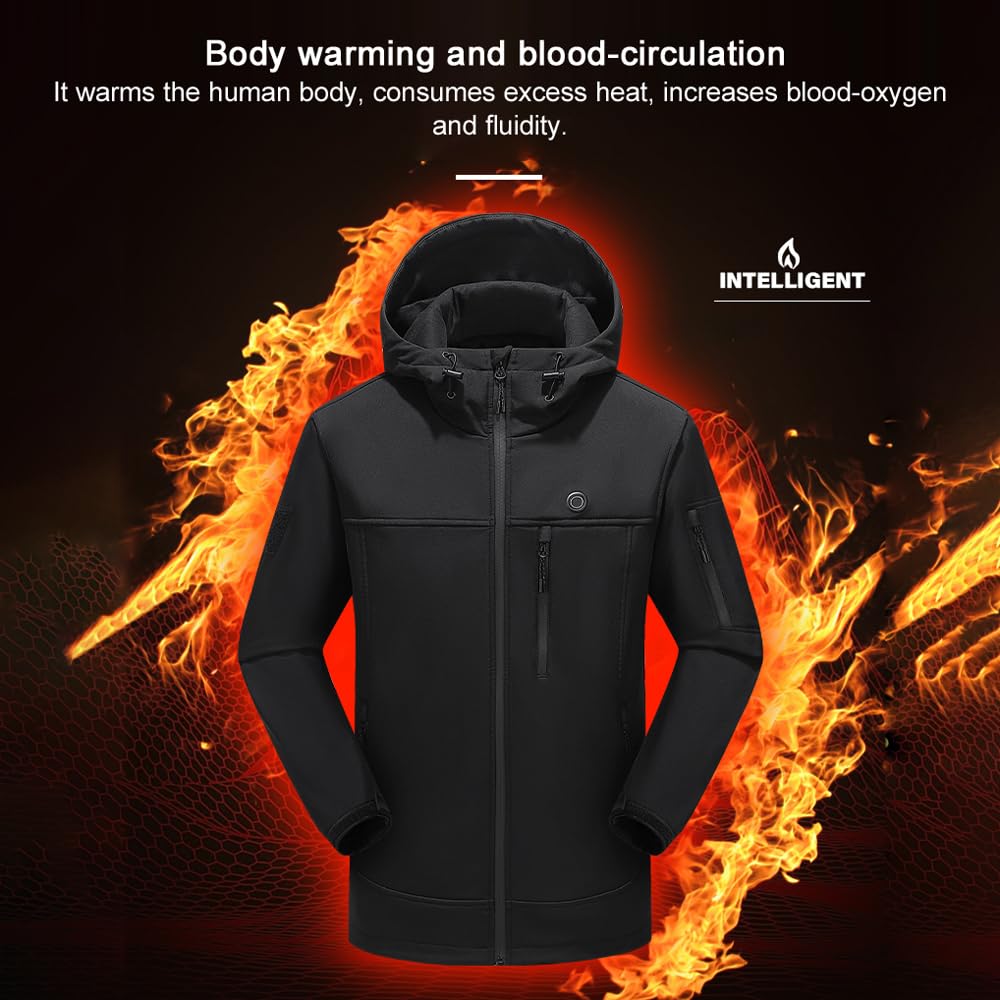 Chaquetas con calefacción USB para Exteriores,Abrigo cálido para Invierno,Ropa térmica eléctrica Flexible,Pesca,Senderismo,Ropa de Abrigo,Chaquetas de calefacción