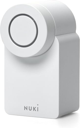 Nuki Smart Lock 3.0, slim deurslot voor sleutelloze toegang zonder modificatie of boren, elektrisch deurslot kan op het bestaande slot geïnstalleerd worden, wit