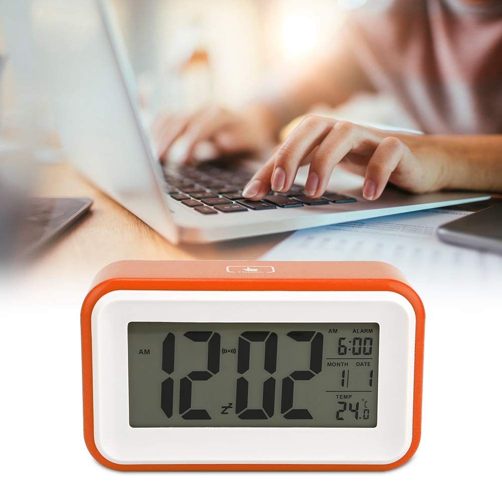 Restokki Digital Alarm Clock, Multifunctional Exquisite Digital Electronic Alarm Clock with Temperature Display(Orange)