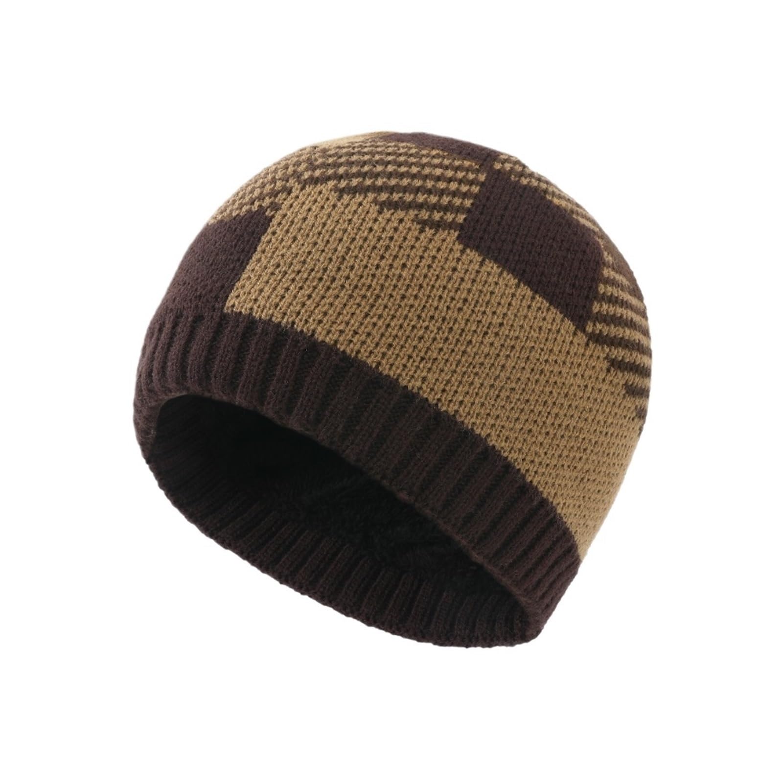 Cappello Inverno Cappelli Invernali in Maglia Spessa E Foderata Calda for Uomo Donna, Berretto con Risvolto, da Sci Termico Berretto(Bruin)