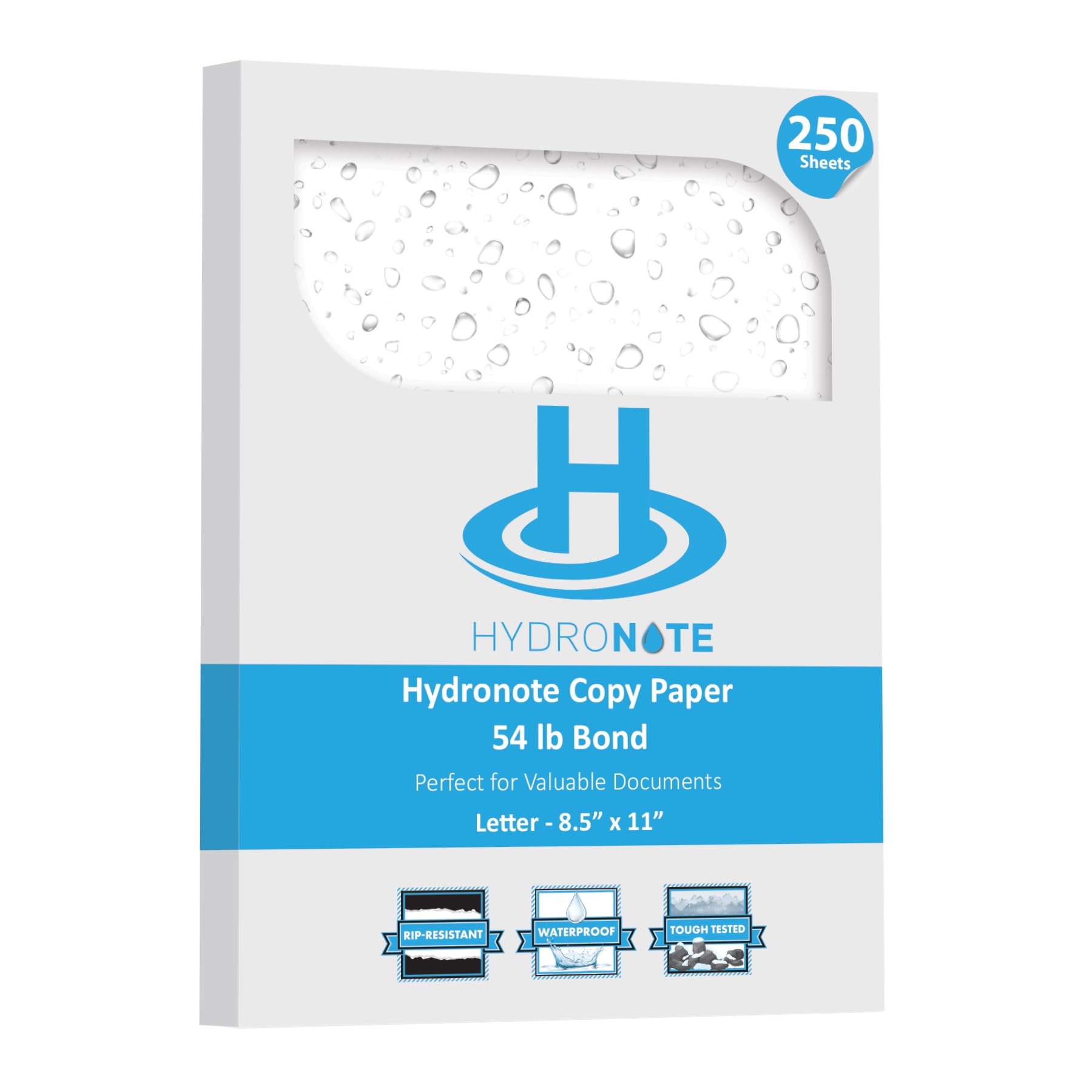 TerraSlate Waterproof Paper - Hydronote 54lb, 8.5” x 11” (250 Sheets) | Weatherproof Copy Paper for Holiday Printing, New Year Menus, and Durable