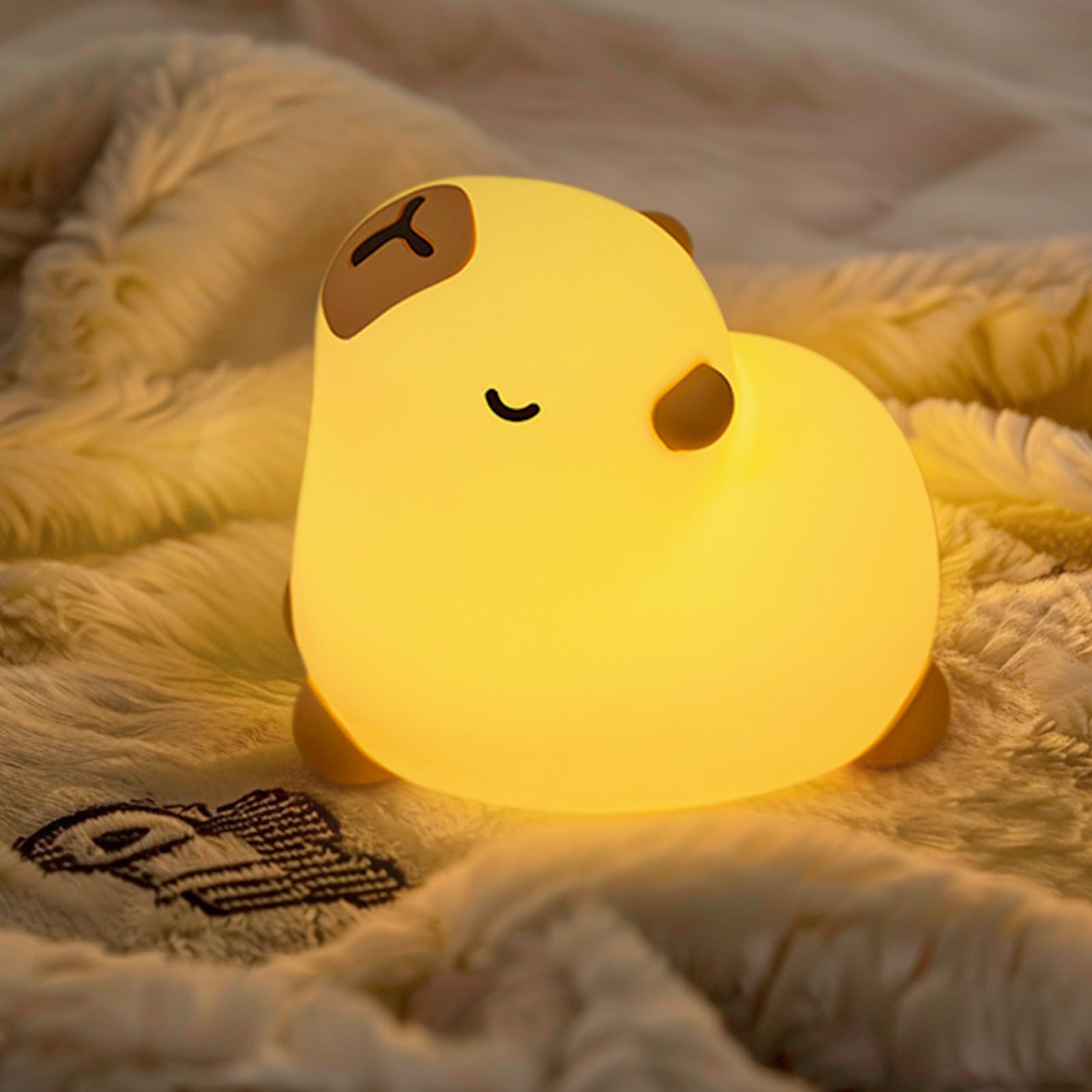 yokye Capybara Night Light, Cute LED Silicone Squishy Lamp, USB Rechargeable & 3-Level Dimmable