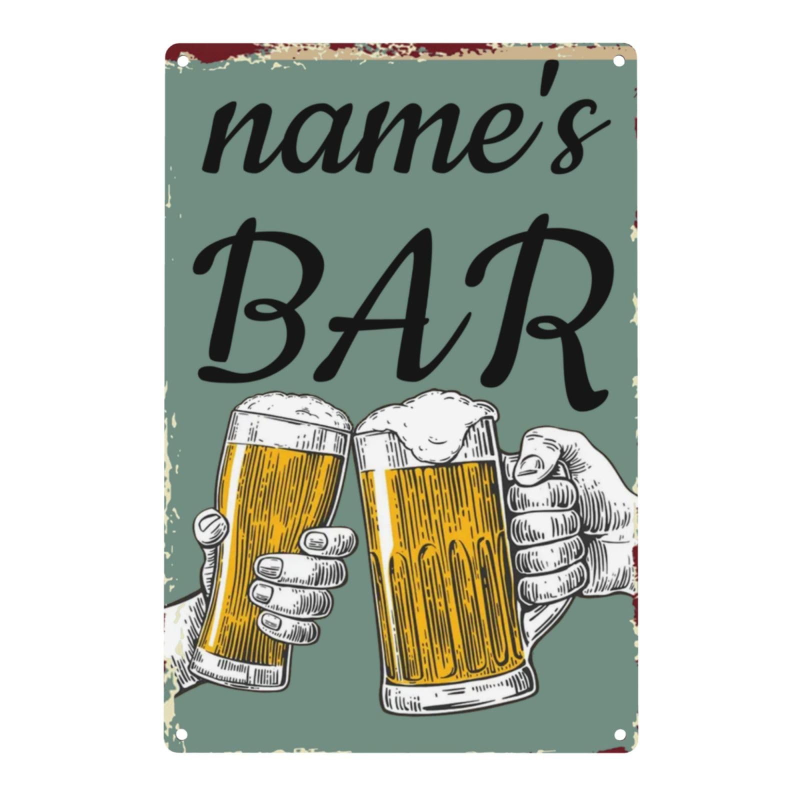FUMUNA Personalized Custom Bar & Grill Sign Backyard Bar Decor For Home Man Cave, Kitchen, Pub & Diner Wall Art