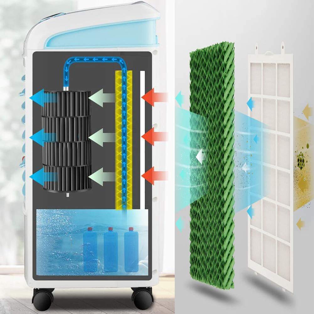 Raffrescatore d'Aria per casa e Ufficio, raffrescatori evaporativi, condizionatore d'Aria Mobile, raffrescatore d'Aria evaporativo Portatile, Telecomando, Ventilatore Silenzioso raffreddato