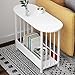 Price comparison product image Urkitd Small End Table Oval Side Table for Small Spaces, Sofa Side Table for Living Room Balcony Reception, Slim Coffee Table Modern Nightstand with Storage for Bedroom Home Office Furniture (White)