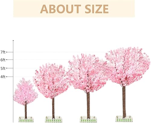 Miniatura 5 de Cerezos artificiales para decoración de interiores árbol rosa de cerezo artificial natural hecho a mano para fiestas, bodas, Navidad (4 pies)