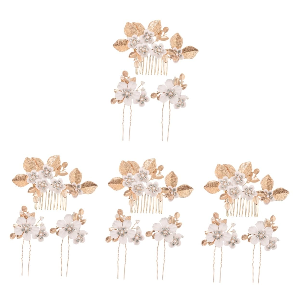 Didiseaon 4 Set Pettine per con foglie e fiori matrimonio sposa Tiara forcine decorative copricapo per la decorazione di nozze accessori per floreali plastica