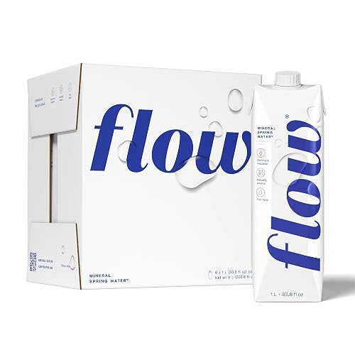 Flow Mineral Spring Water, 33.8 Fl Oz, 6 Pack | Naturally Alkaline Water, pH 8.1, Electrolytes, Minerals, Zero Calories, Eco-friendly pack, Non-GMO, BPA-Free