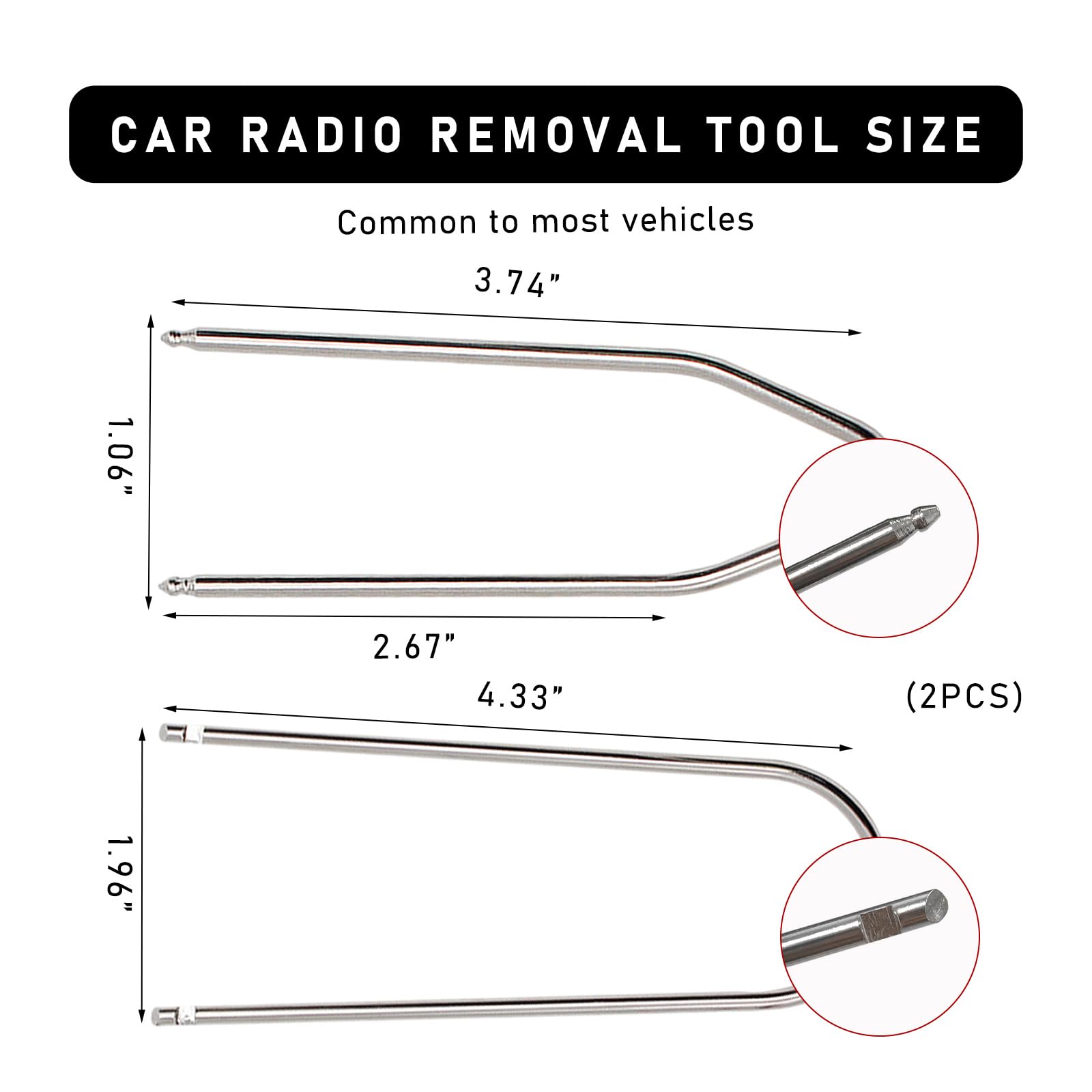 2PCS Car Radio Removal Tool U V-Shaped Stereo Radio Disassembly Assembly Pry Tool Stainless Steel Auto Stereo Release — view 2