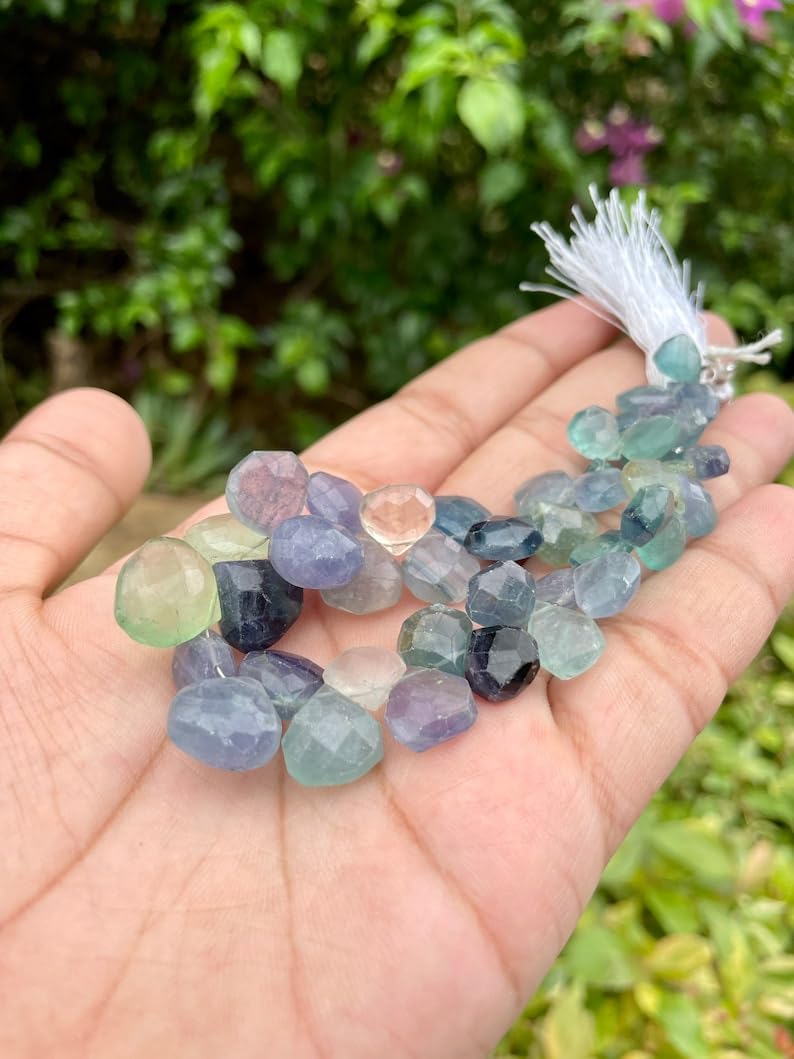 Perles de fluorite cœur pour fabrication bijoux collier bracelet perles naturelles