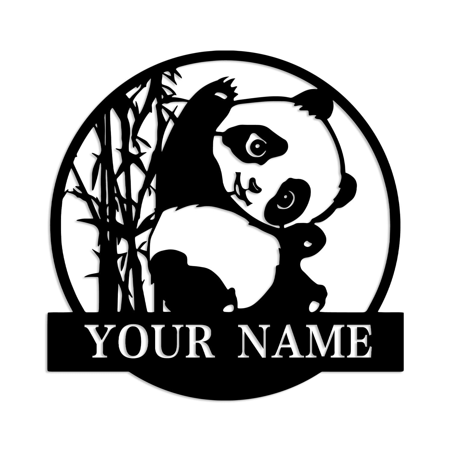 Kissesuu Panda F Custom Cute Panda Metal Wall Art Sign, Personalized Lazy Panda Name Metal Sign, Wild Animal Sleeping Wall Hanging, Kids Room Decor (Style F)