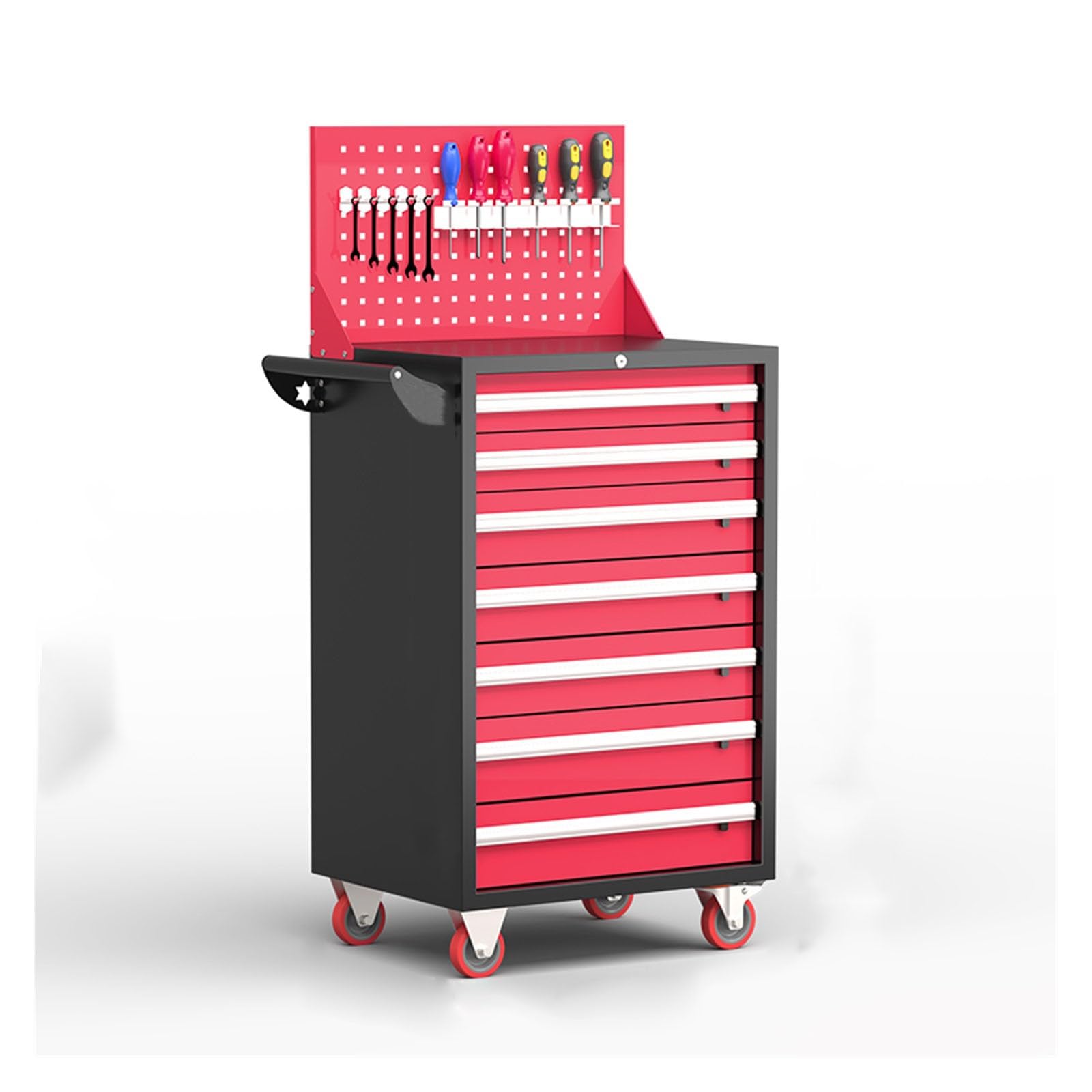 7 Drawer Rolling Tool Chest, Multifunctional Toolbox with Wheels, Organizer Box for Garage, Warehouse, Workshop, Repair Shop Storage and Toolbox(Red)