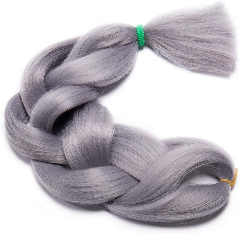 3 pcs/Lot 24 Inch Braiding Hair Extensions Jumbo Braiding Hair Synthetic Braid Hair Extensions -Silvery Grey - Image 5