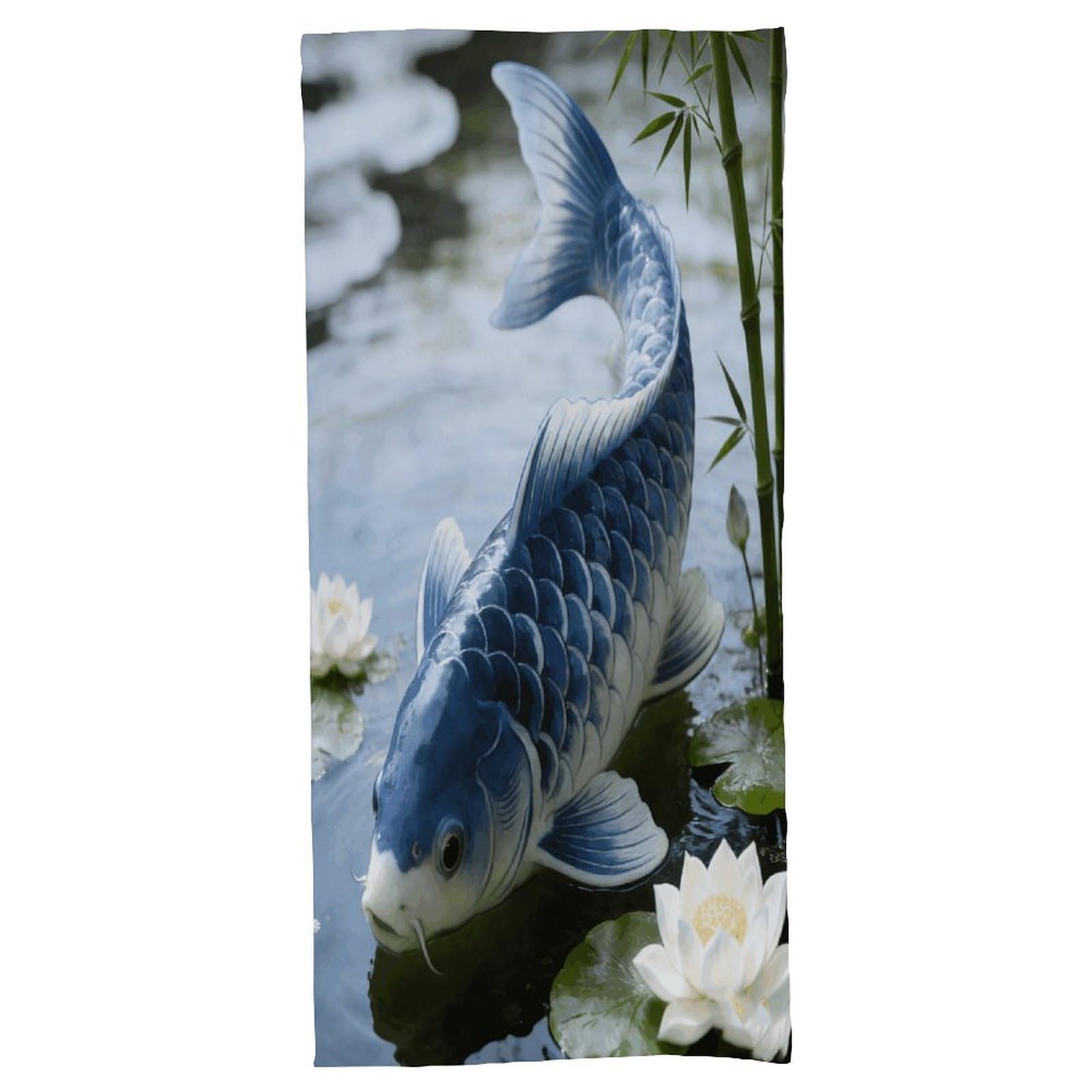 Fodpand Style Koi Fish Japanese Tattoo Bath Towel, Highly Absorbent & Quick Drying Beach Towel, Compact & Lightweight Pool Towel For Bathroom, Beach, Pool, Gym, Spa, And Hotel Use