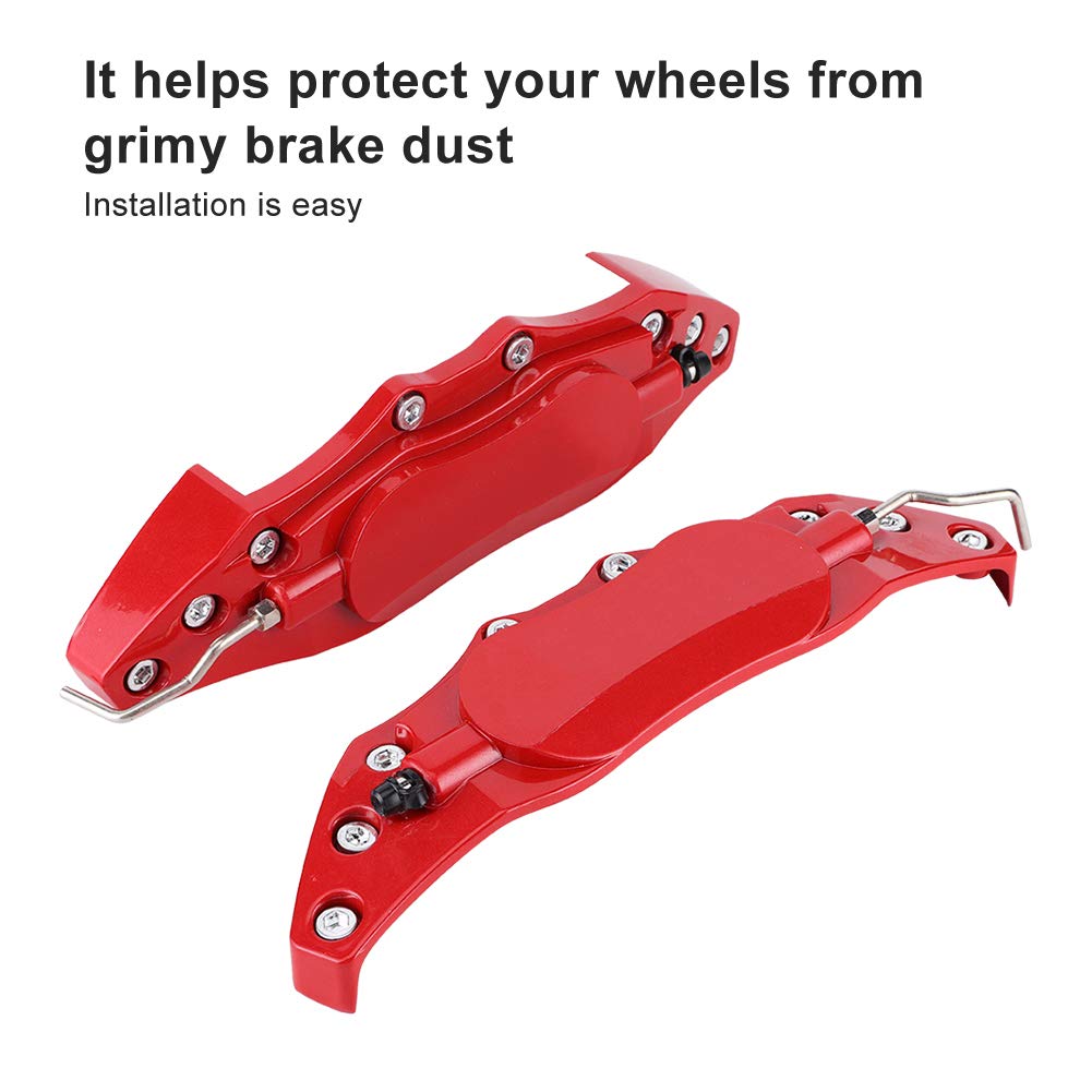 Cubierta de Pinza de Freno, 2 Piezas de Cubierta de Pinza de Freno de Disco Universal para Coche, Cubiertas de Pinza de Freno Izquierda Derecha de Aleación de Aluminio Rojo, (L)