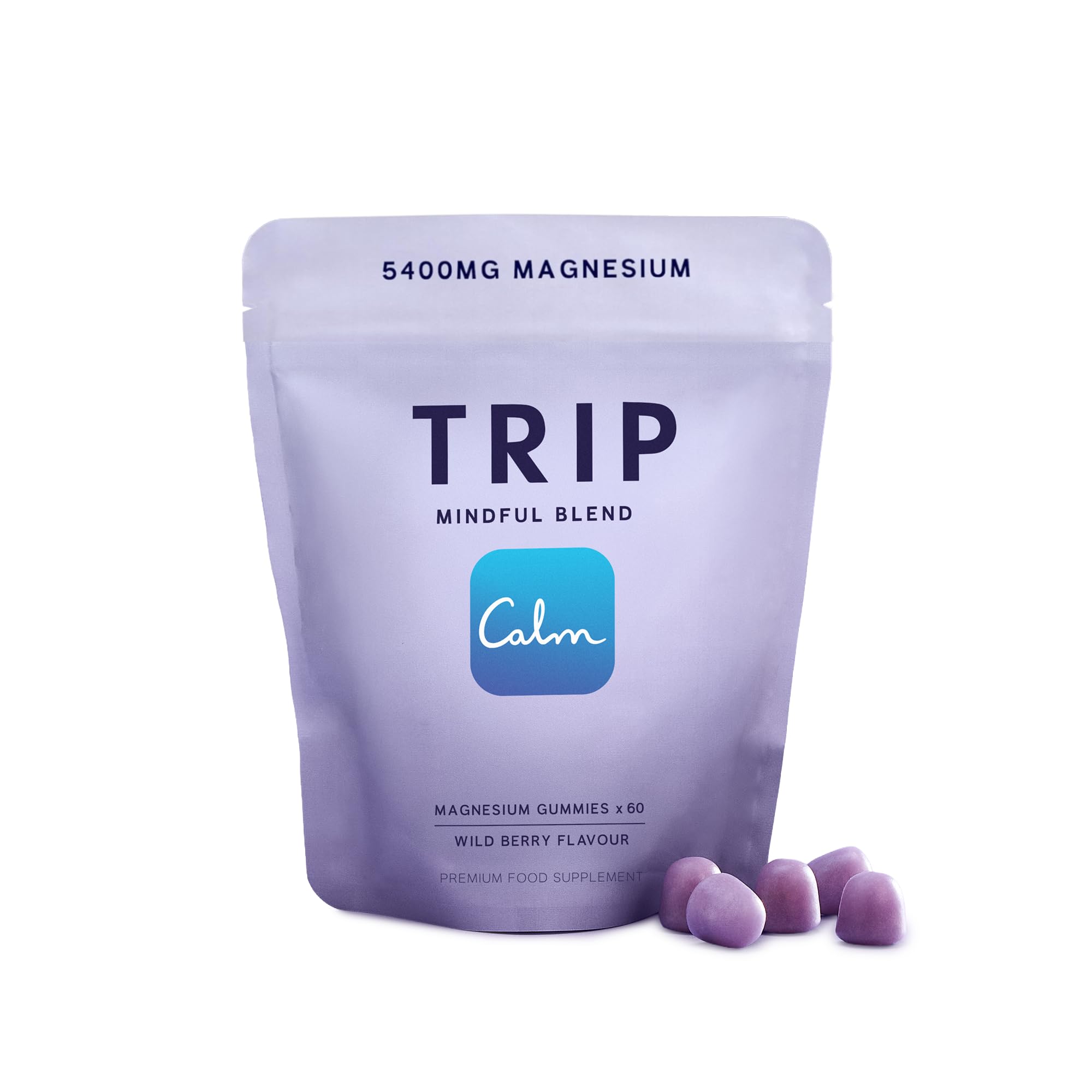 TRIP Magnesium Gummies, Wild Berry, 5,400mg Magnesium Citrate per pack, 90mg x 60 Gummies, Highly Absorbable, Electrolyte Balance, Plant-Powered, Sugar-Free & 3rd Party Tested