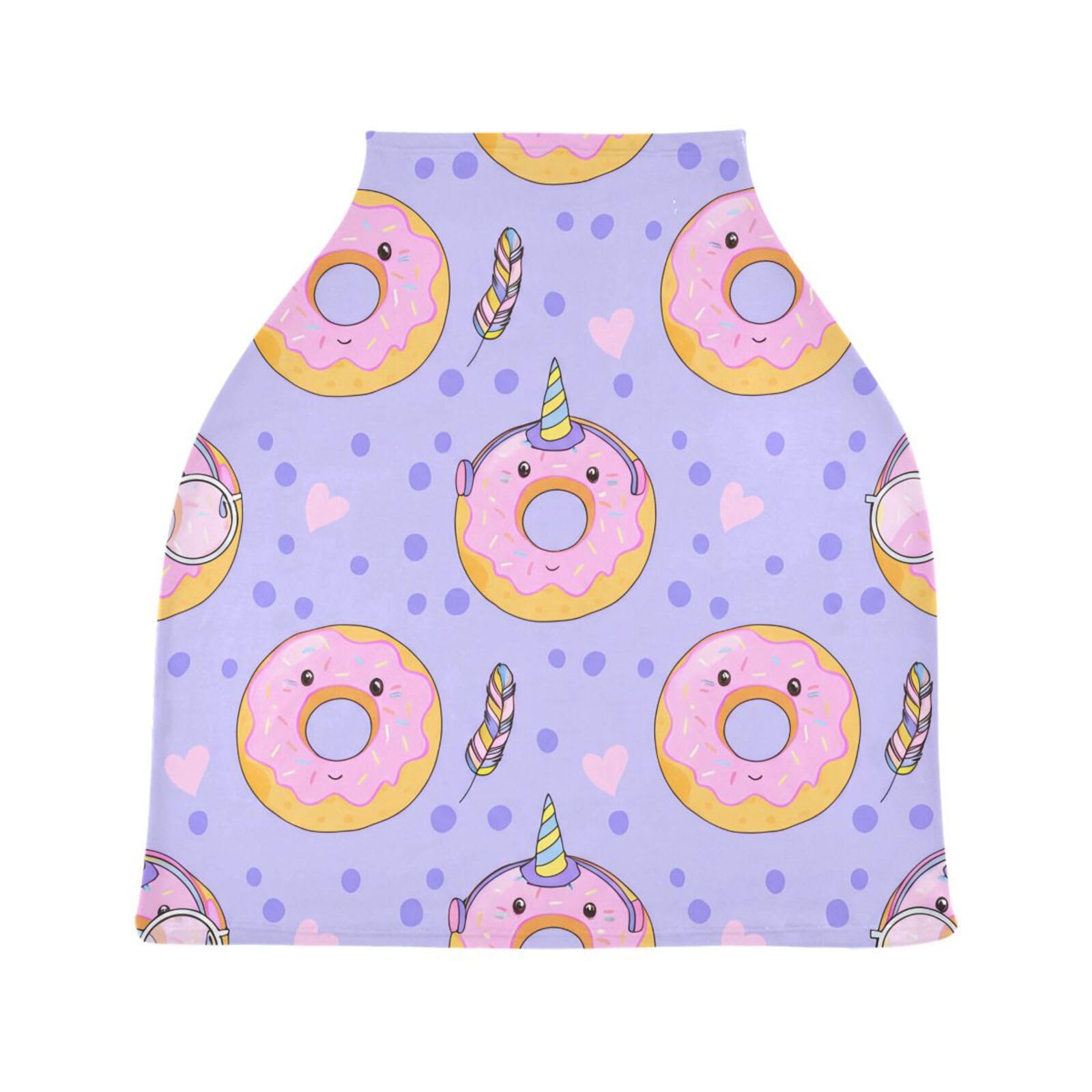 Nesatuwa Baby Car Seat Cover Donut Party Breastfeeding Covers Stretchy Breathable Multi-Use Cover Carseat Canopy for Girls and Boys