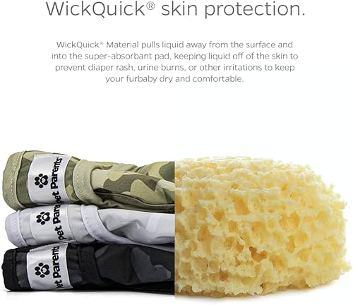 Miniatura 3 de Pet Parents - Pañales y extensores lavables de calidad prémium para perros, paquete de 3 pañales para perros machos y hembras, color camuflaje,