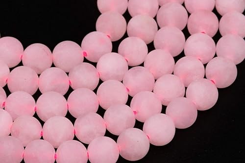 Miniatura 3 de Perfect Beeds Store - Cuentas redondas sueltas de cuarzo rosa mate natural de 0.236 in, grado AAA, cuentas de 15.0 in, bisutería, manualidades, arte