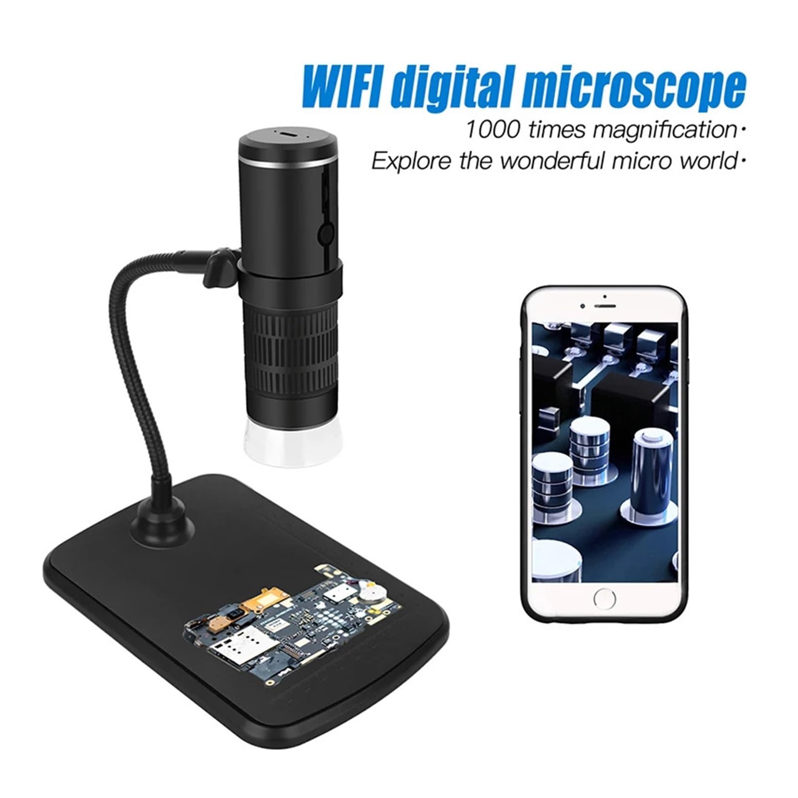 Digitales Mikroskop WiFi 1080p HD Handmikroskop 1000-fache kabellose Vergrößerung Endoskopkamera