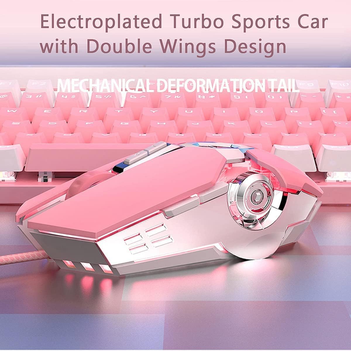 Gaming Mouse Wired [3200 DPI] [Breathing Light] Ergonomic Game USB Computer Mice RGB Gamer Desktop Laptop PC Gaming Mouse, 7 Buttons for Windows 7/8/10/XP Vista Linux (Pink,Silent Click)